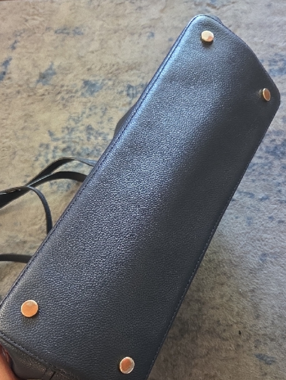 kate spade Navy Pebbled Leather Margaux Shoulder Tote with Tag Charm - Picture 7 of 7